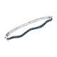 0.10 Ct. T. W. Blue Diamond Wavy Bangle Bracelet In Sterling Silver. 7 Inches