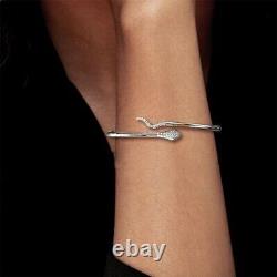 0.40 Ct Natural Moissanite Snake Bangle 925 Sterling Silver Bracelet For Women