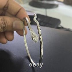0.40 Ct Natural Moissanite Snake Bangle 925 Sterling Silver Bracelet For Women