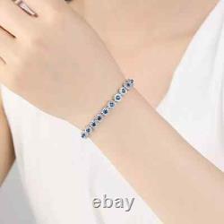 100% 925 Sterling Silver Sapphire Gemstone Tennis Bracelet Jewelry Women