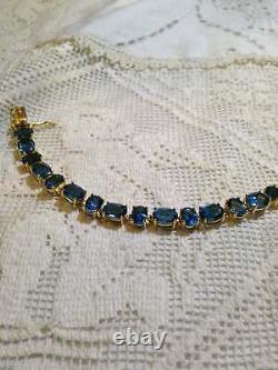 10Ct Oval Cut London Blue Topaz Women's Tennis Fancy Bracelet 14K Yellow Gold FN