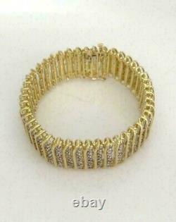 10Ct Round Brilliant Cut Diamond Link Tennis Bracelet 14K Yellow Gold Finish