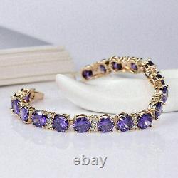 10Ct Round Cut Amethyst Diamond Women's Tennis Bracelets 14K Yellow Gold Finish