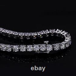 10Ct Round Cut Moissanite Women's Tennis Charm Bracelet Real 925 Sterling Silver