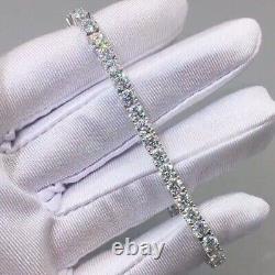 10Ct Round Cut Moissanite Women's Tennis Charm Bracelet Real 925 Sterling Silver