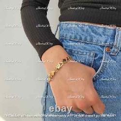 10K Solid Yellow Gold Finish Royal Miami Cuban Link Bracelet 7 inch For Women's
