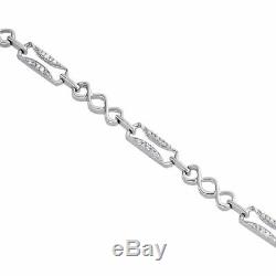 10K White Gold Over 7 Carat Round Cut Diamond Infinity Statement Bracelet 7.25