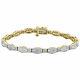 10k Yellow Gold Over 7ct Round & Emerald Cut Diamond Bracelet 7.25inches