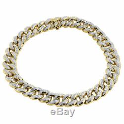 10K Yellow Gold Over Diamond Miami Cuban Bracelet Links 8.50 Box Clasp 2.50 Ct