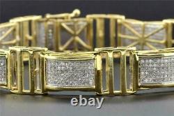 10K Yellow Gold Over Mens Round Diamond Link Bracelet Round Pave Set 8 8.03 Ct