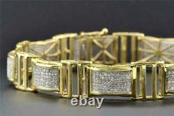 10K Yellow Gold Over Mens Round Diamond Link Bracelet Round Pave Set 8 8.03 Ct