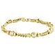 10k Yellow Gold Over Round Diamond Franco Link 8 Bezel Bracelet Mens Womens