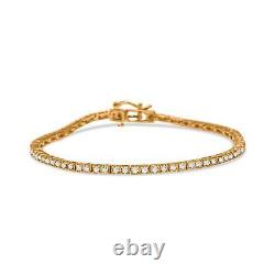 10K Yellow Gold Plated. 925 Sterling Silver Champagne Diamond Tennis Bracelet