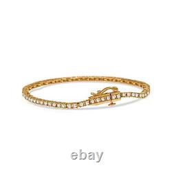 10K Yellow Gold Plated. 925 Sterling Silver Champagne Diamond Tennis Bracelet