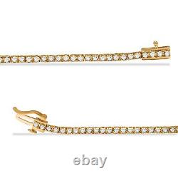 10K Yellow Gold Plated. 925 Sterling Silver Champagne Diamond Tennis Bracelet