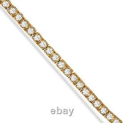 10K Yellow Gold Plated. 925 Sterling Silver Champagne Diamond Tennis Bracelet