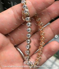 10.00Ct Round Cut Diamond 14K Yellow Gold Over Bezel Tennis Bracelet Size 7.5