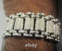 10.00Ct Round Cut Simulated Diamond 8Inch Men's Bracelet 925 Sterling Silver