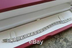 10.00 Carat Round Cut Diamond 2 Row Tennis Bracelet 14k White Gold Over 7.25