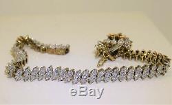10.00 Carat Round Diamond MARQUISE LINK Tennis Bracelet 14k Yellow Gold Over 8