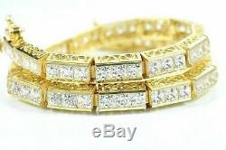 10.00 Ct Princess VVS1 Diamond Tennis Bracelet 14k Yellow Gold Over 7.25 Womens