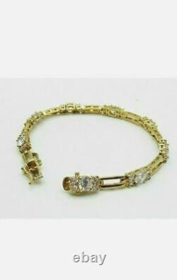 10.05 Ct Brilliant Round Cut Diamond Vintage Tennis Bracelet 14K Yellow Gold FN