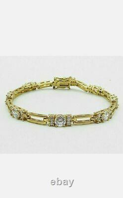 10.05 Ct Brilliant Round Cut Diamond Vintage Tennis Bracelet 14K Yellow Gold FN