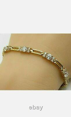 10.05 Ct Brilliant Round Cut Diamond Vintage Tennis Bracelet 14K Yellow Gold FN