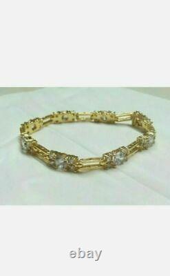 10.05 Ct Brilliant Round Cut Diamond Vintage Tennis Bracelet 14K Yellow Gold FN