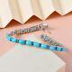 10.72 Ct Oval Cut Natural Turquoise Women Tennis Bracelet In 925 Sterling Silver