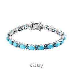 10.72 Ct Oval Cut Natural Turquoise Women tennis Bracelet in 925 Sterling silver