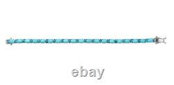 10.72 Ct Oval Cut Natural Turquoise Women tennis Bracelet in 925 Sterling silver