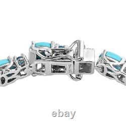 10.72 Ct Oval Cut Natural Turquoise Women tennis Bracelet in 925 Sterling silver