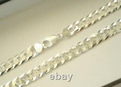 10.8mm 925 Sterling Silver Men's Flat Cuban Link Chain Or Bracelet 8 2426 28