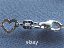 10 Ankle Bracelet Italian Sterling Silver Faceted Heart Link Italy 925