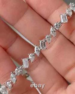 10 Ct Multi-Cut Diamond Simulated Tennis Bracelet 925 White Sterling Silver7.5
