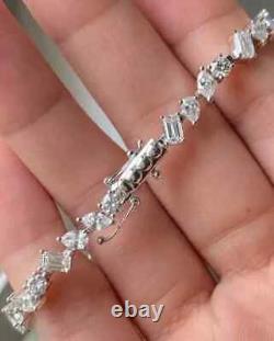 10 Ct Multi-Cut Diamond Simulated Tennis Bracelet 925 White Sterling Silver7.5