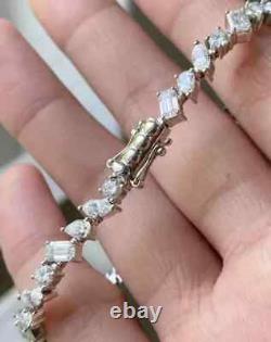 10 Ct Multi-Cut Diamond Simulated Tennis Bracelet 925 White Sterling Silver7.5