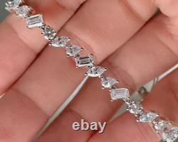 10 Ct Multi-Cut Diamond Simulated Tennis Bracelet 925 White Sterling Silver7.5