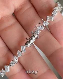 10 Ct Multi-Cut Diamond Simulated Tennis Bracelet 925 White Sterling Silver7.5