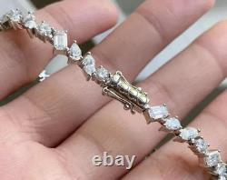 10 Ct Multi-Cut Diamond Simulated Tennis Bracelet 925 White Sterling Silver7.5