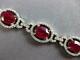 10 Ct Oval Cut Red Ruby And Vvs1 Diamond Tennis Bracelet 14k White Gold Over