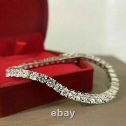 10 Ct Round Cut D/VVS1 Diamond Tennis Womens Bracelet 14K White Gold Over 7.25