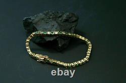 10 Ct Round Cut Green Emerald & Diamond Tennis Bracelet 14k Yellow Gold Over 7