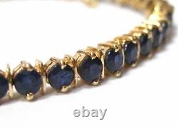 10 Ct Round Cut Simulated Blue Sapphire Tennis Bracelet Yellow Gold Plated