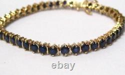 10 Ct Round Cut Simulated Blue Sapphire Tennis Bracelet Yellow Gold Plated