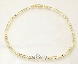 10 Italian Solid Royal Figaro Ankle Bracelet Anklet 14K Yellow Gold Clad Silver