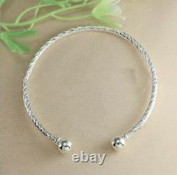 10 Pc. Lot 925 Sterling Silver Bracelet Bangle Womens Adjustable Twist D405G