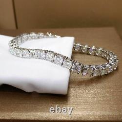 10 ct Round Cut D/VVS1 Diamond Tennis Bracelet in 14k White Gold Over 7