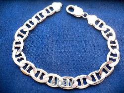 10mm 925 STERLING SILVER MEN'S MARINER LINK BRACELET 8 OR 9